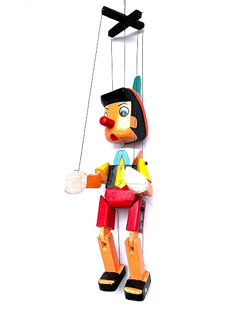 Pinocho de Madera con Cuerdas,30cm,Multicolor(HC enterprise-0325)