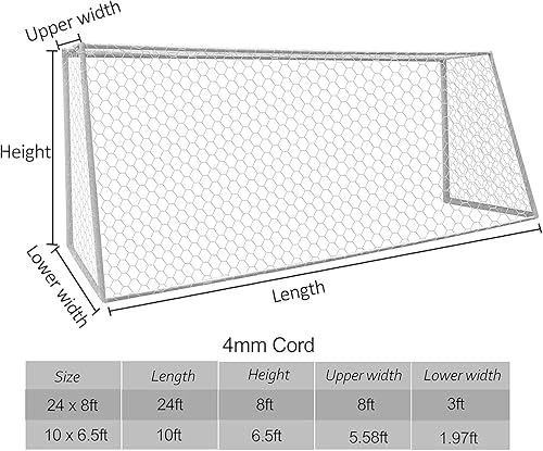 Miniatura 5 de Aoneky Red de portería de fútbol de poliéster, cable de 0.157 in, red de repuesto para postes de fútbol de tamaño completo, red de fútbol