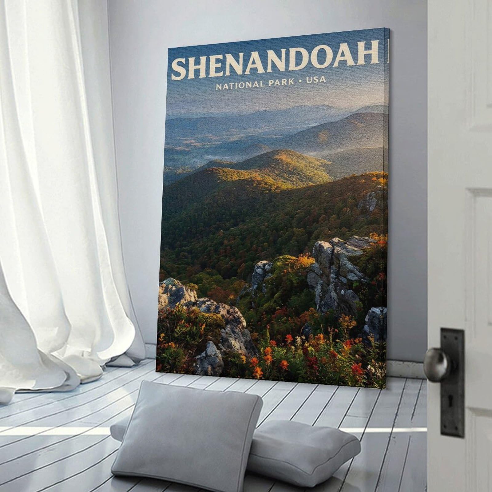 Junmoney Frame-Style-9 Shenandoah National Park Vintage Travel Canvas Wall Art, 20X30inch(50X75cm), For Living Room, Bedroom, Office Or Hallway, Versatile Wall Decor For Many Rooms