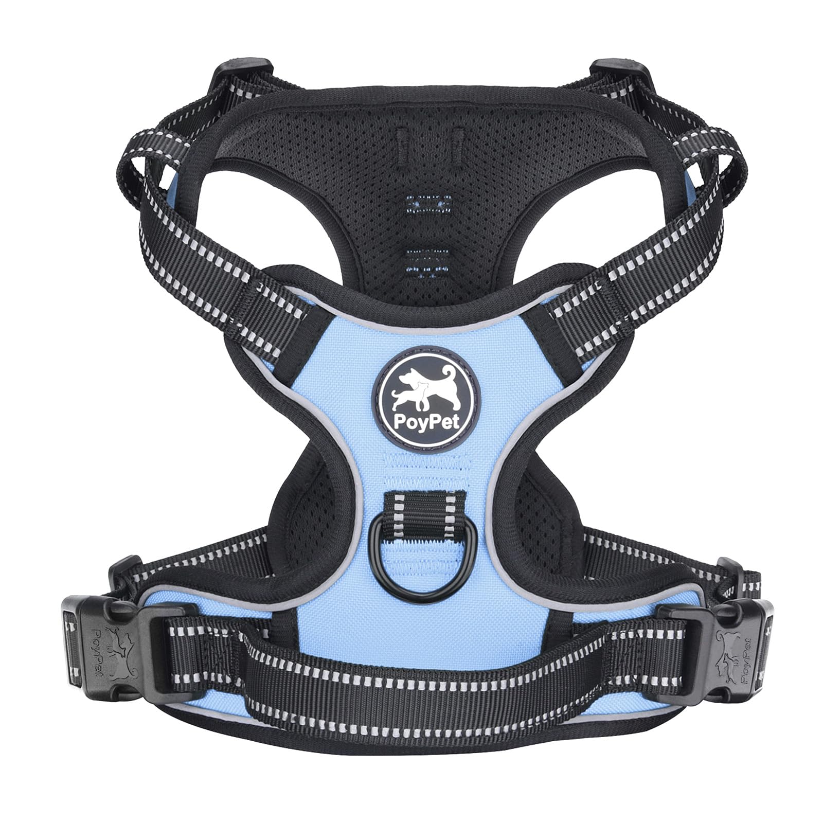 PoyPet No Pull Dog Harness, Reflective Vest Harness with 2 Leash Attachments and Easy Control Handle for Small Medium Large Dog(Light Blue,S) — image 1