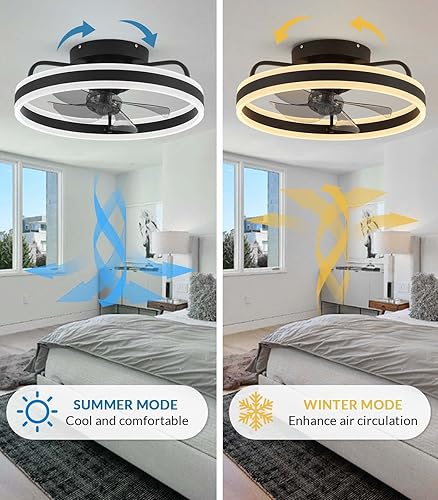 Miniatura 4 de APBEAMLighting Ventiladores de techo de 20 pulgadas con luces moderno ventilador de techo LED de bajo perfil con luces y control remoto ventilador