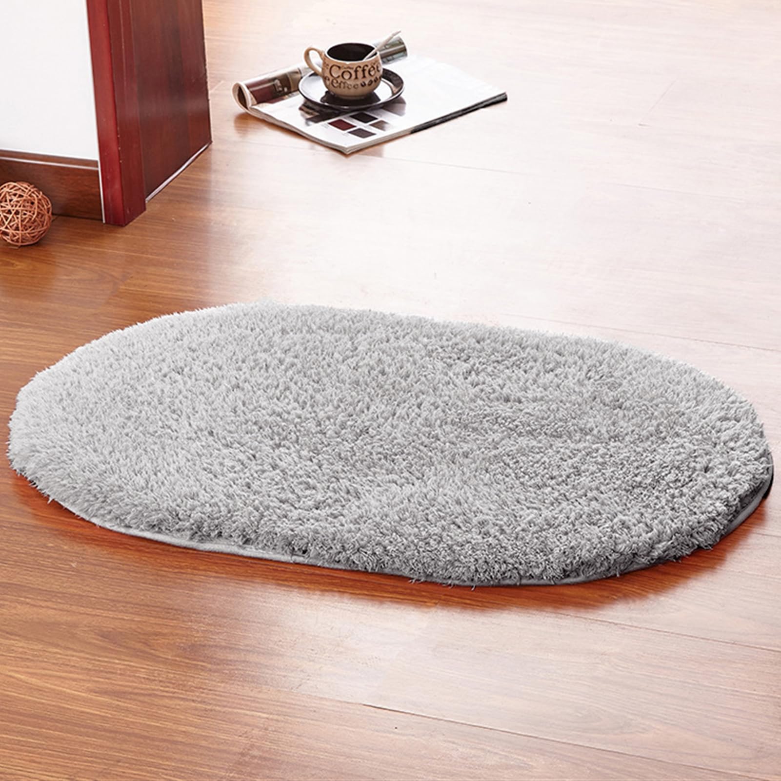 Reyox Soft Fluffy Bathroom Rug, Non Slip Bath Mat, Bath Rugs for Bathroom Floor Light Grey 2.6 x 3.9 Feet