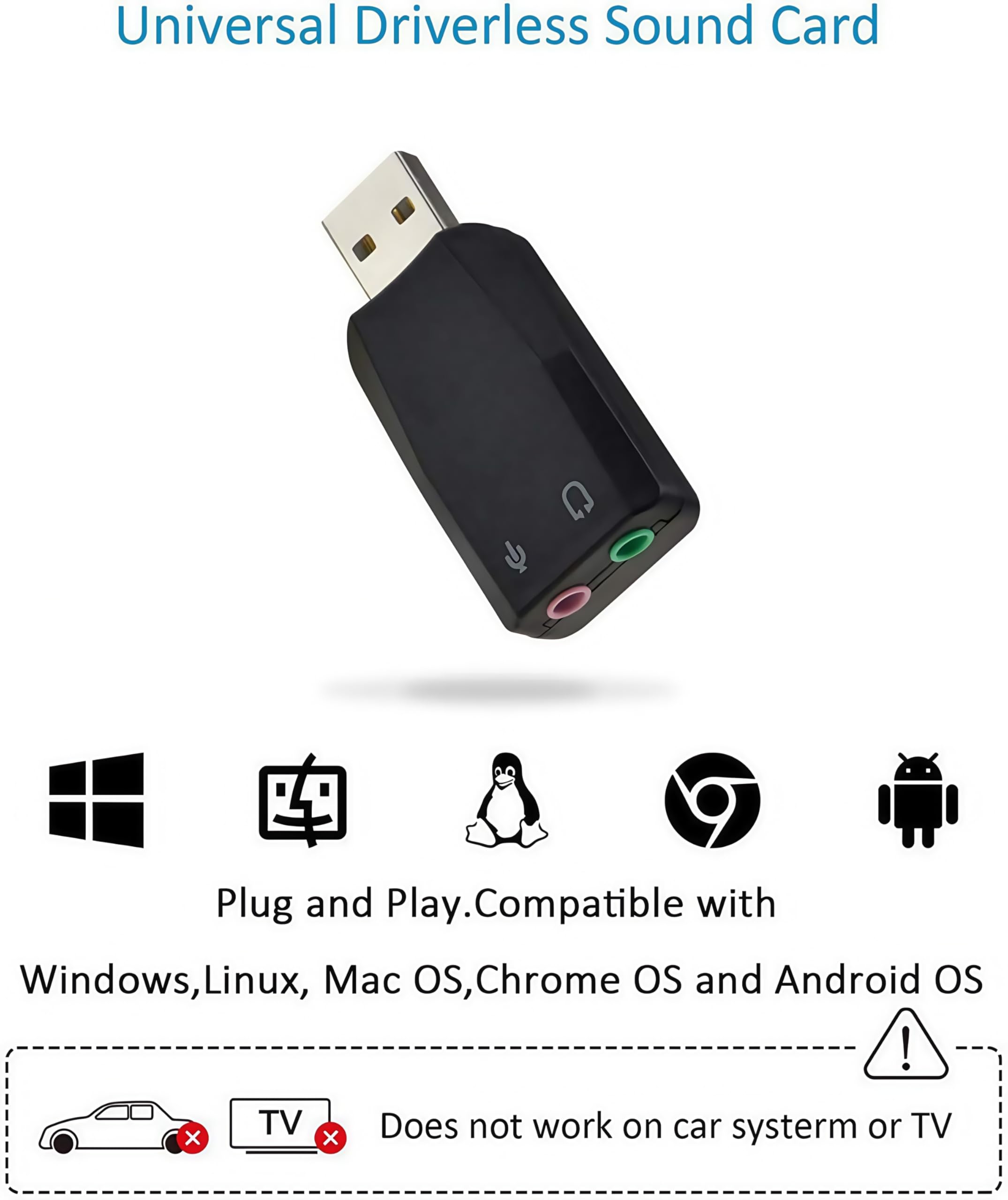 Adattatore audio stereo 3D USB esterno con jack da 3,5 mm per cuffie con microfono per cuffie, installazione senza driver della scheda audio USB per Win Mac OS Linux PS4