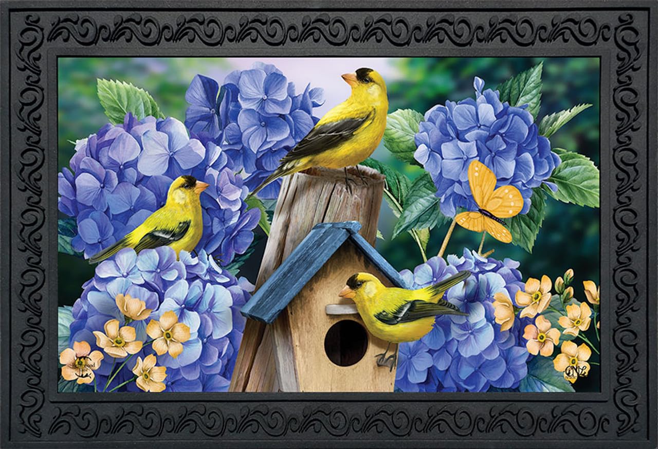 Briarwood Lane Goldfinches and Hydrangea Doormat