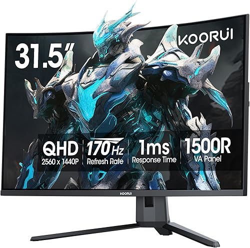 Miniatura 41 de KOORUI - Monitor curvo de 24 pulgadas para juegos, R1500, Full HD, 1080P, monitor de 75 Hz, HDMI, VGA, ajuste de inclinación, monitor LCD