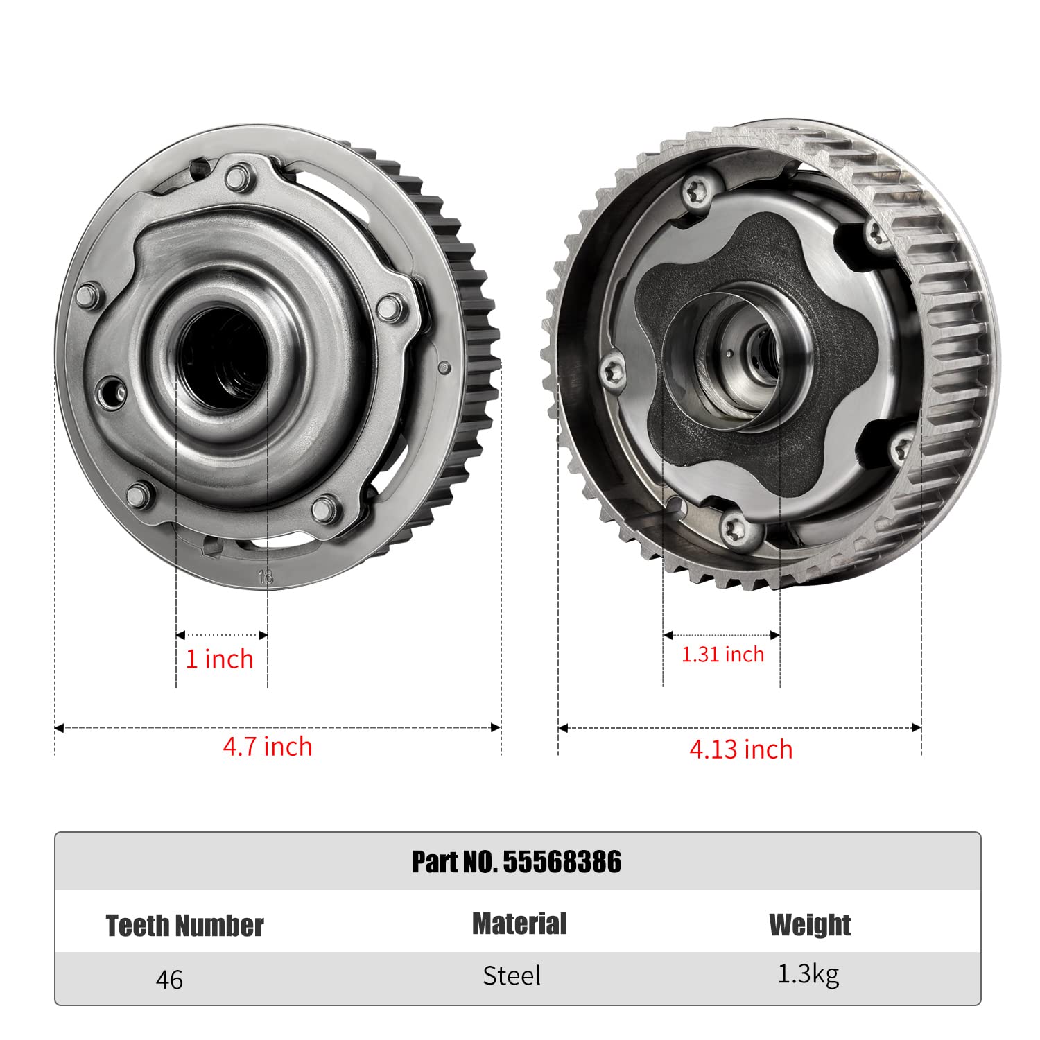 55568386 Intake Engine Timing Camshaft Cam Gear VVT Sprocket Camshaft Position Actuator Compatible with 2010-2011 Chevrolet Aveo, 2011-2016 Cruze, 2012-2018 Sonic, 2019 Chevrolet Trax 4Cyl 1.6L 1.8L