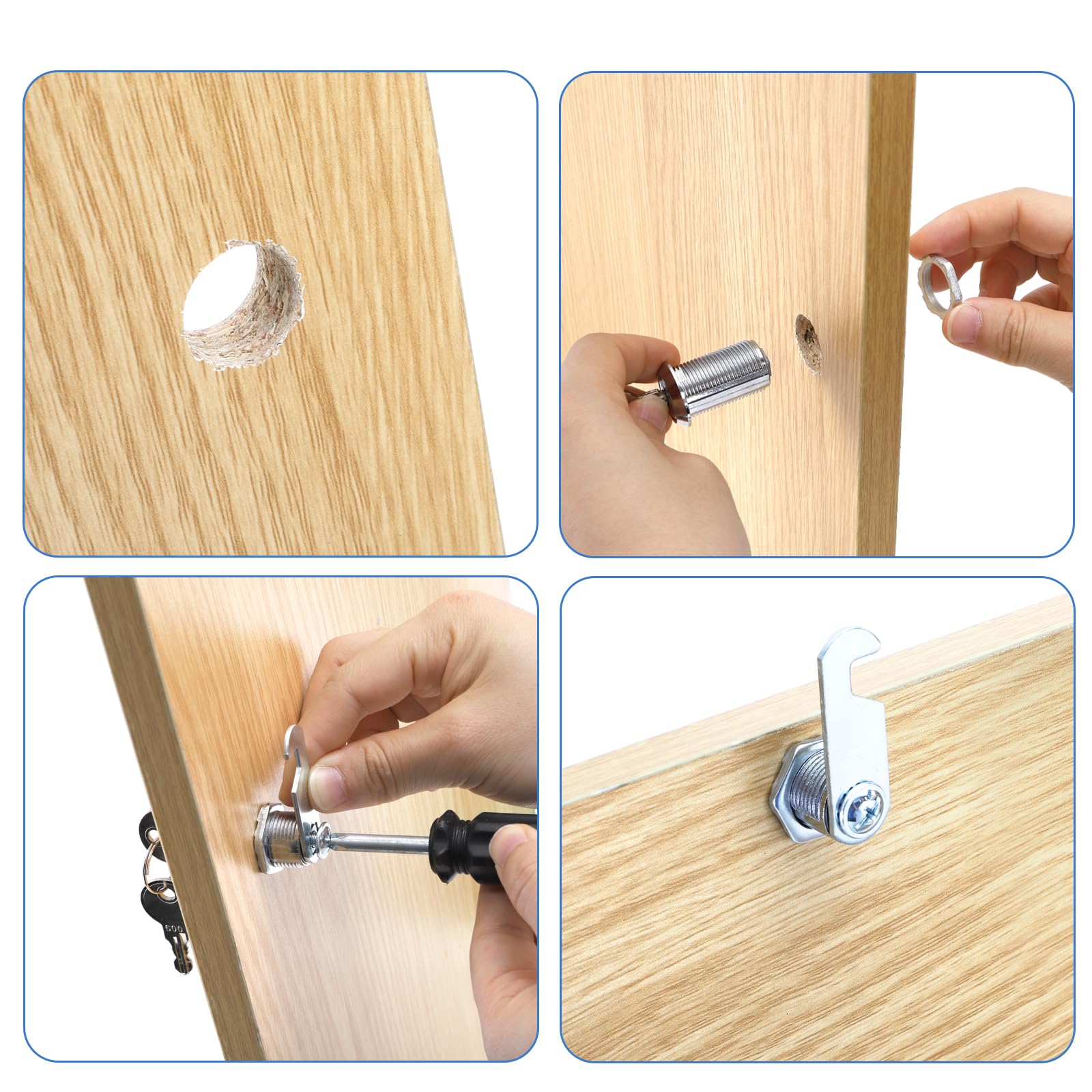 TOPZEA Confezione da 12 serrature per armadietti con chiavi, serrature a camma da 3,8 cm con chiave simile, serrature a cilindro per cassetti, armadietti, cassette postali, cassette degli attrezzi, in