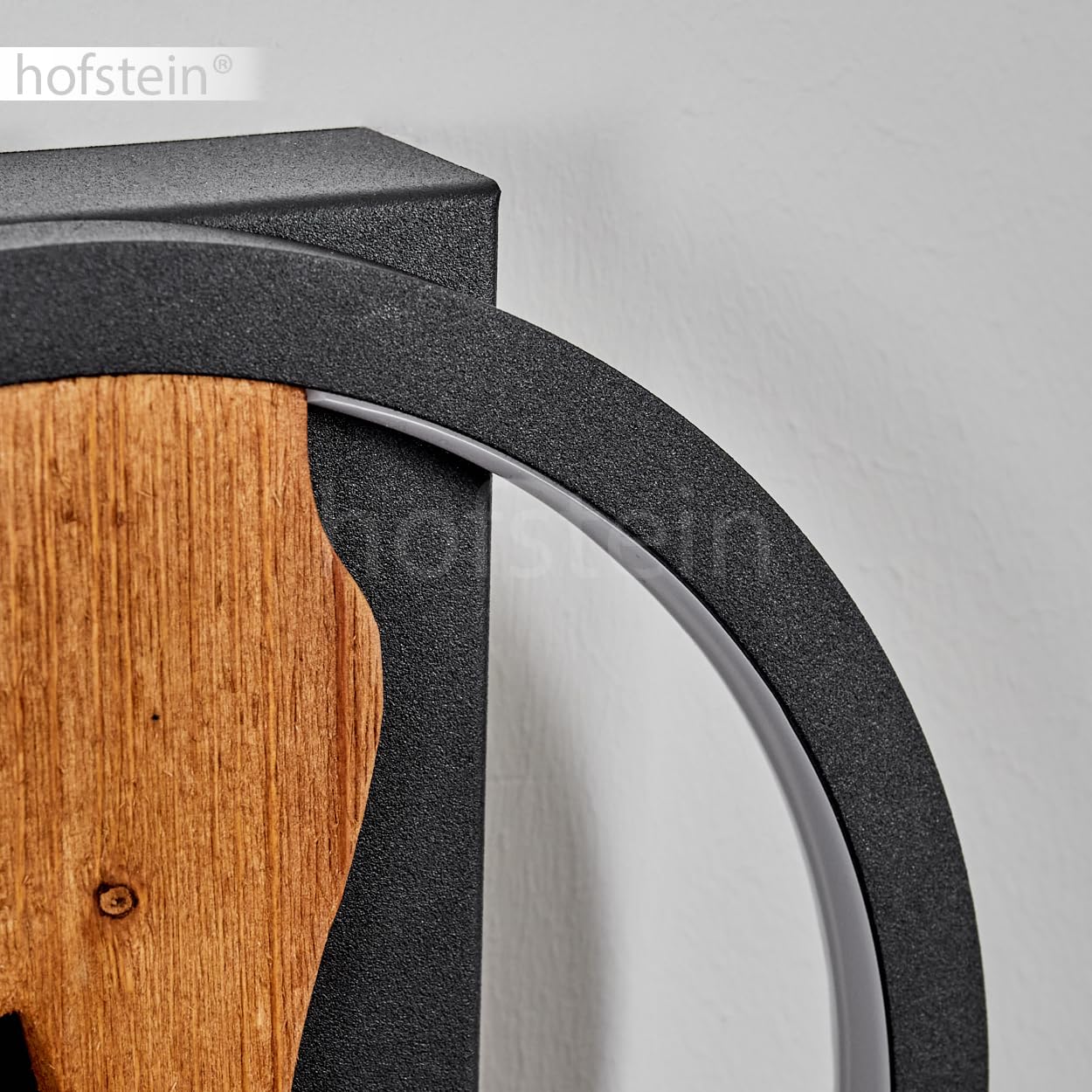 LED Wandleuchte Cornol, dimmbare Wandlampe aus Metall/Holz in Schwarz/Natur, Leuchte im modernen Design mit rundem Schirm (Ø 22 cm), dimmbar über Lichtschalter, 3000 Kelvin, 1700 Lumen, 12 Watt