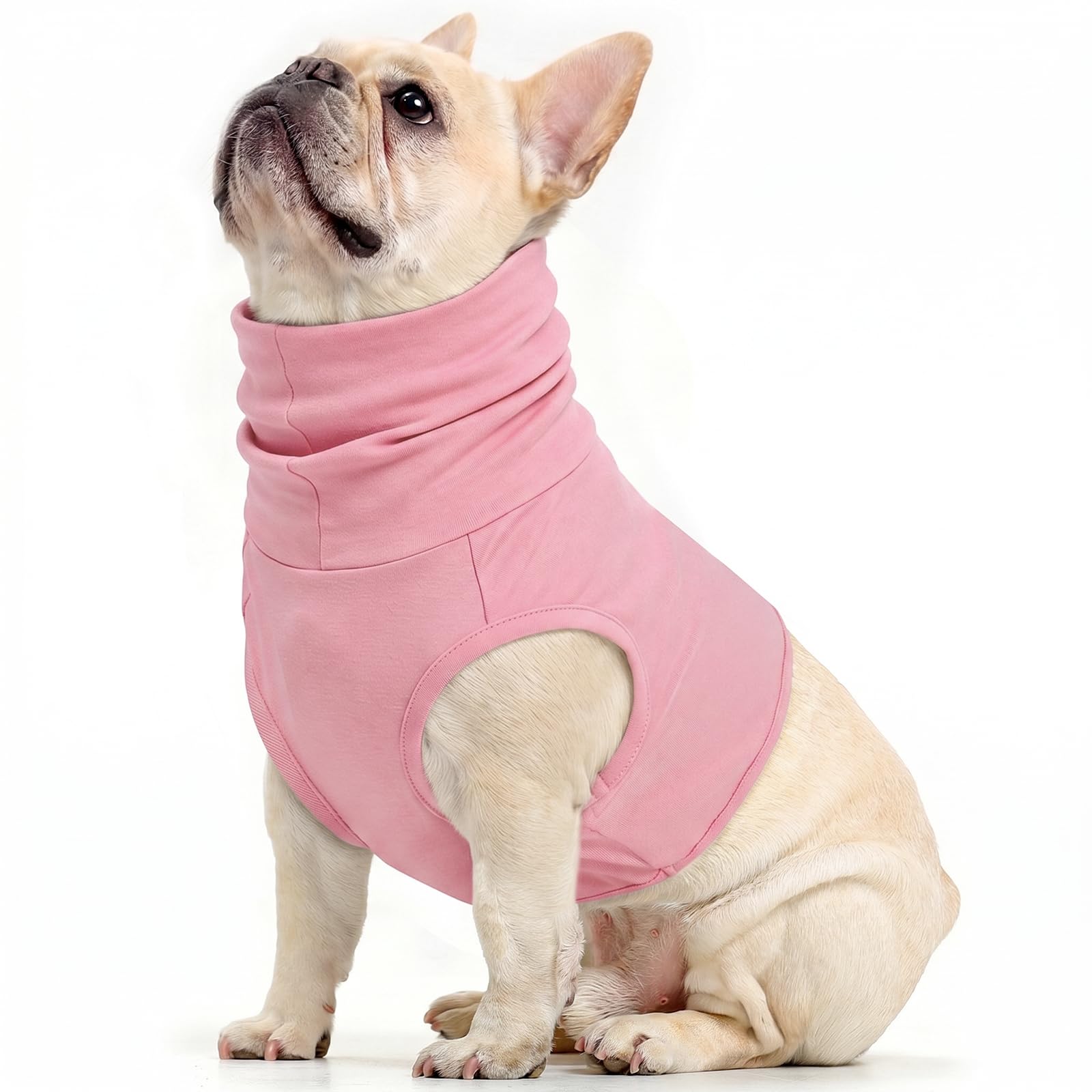 PUMYPOREITY Dog Neck Protector Wound, Cotton Turtle Neck For Dogs Protection After Neck-Operation, Surgical Recovery Vest With High Neck(Cherry pink, L)