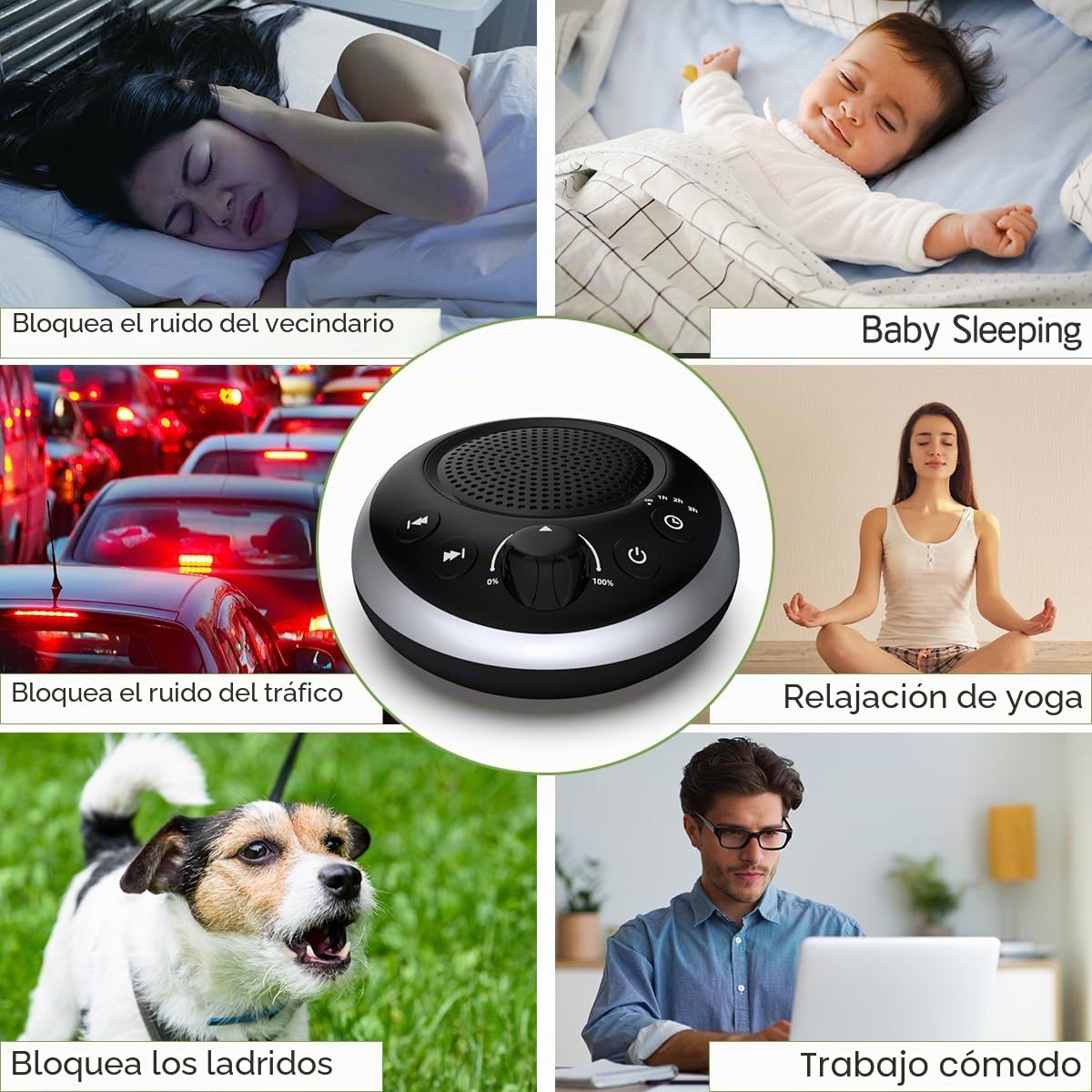 Máquina de sonido de ruido blanco fuerte, máquina de ruido marrón sin parar, 30 sonidos relajantes para bebés, niños y adultos, máquina de sueño de ruido rosa, 36 niveles Vol 4, función de memoria