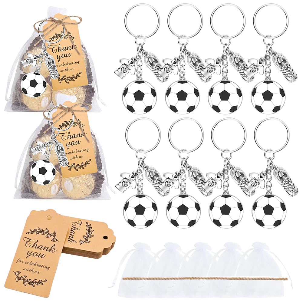 LKNBIF Soccer Gifts Key Chain, World Cup Soccer-Themed Party Keychain, Football Keychains, Soccers Ball Keychain for Soccer Lovers Sports Fans Backpack Purse Car Key Accessories Gift (8PCS)