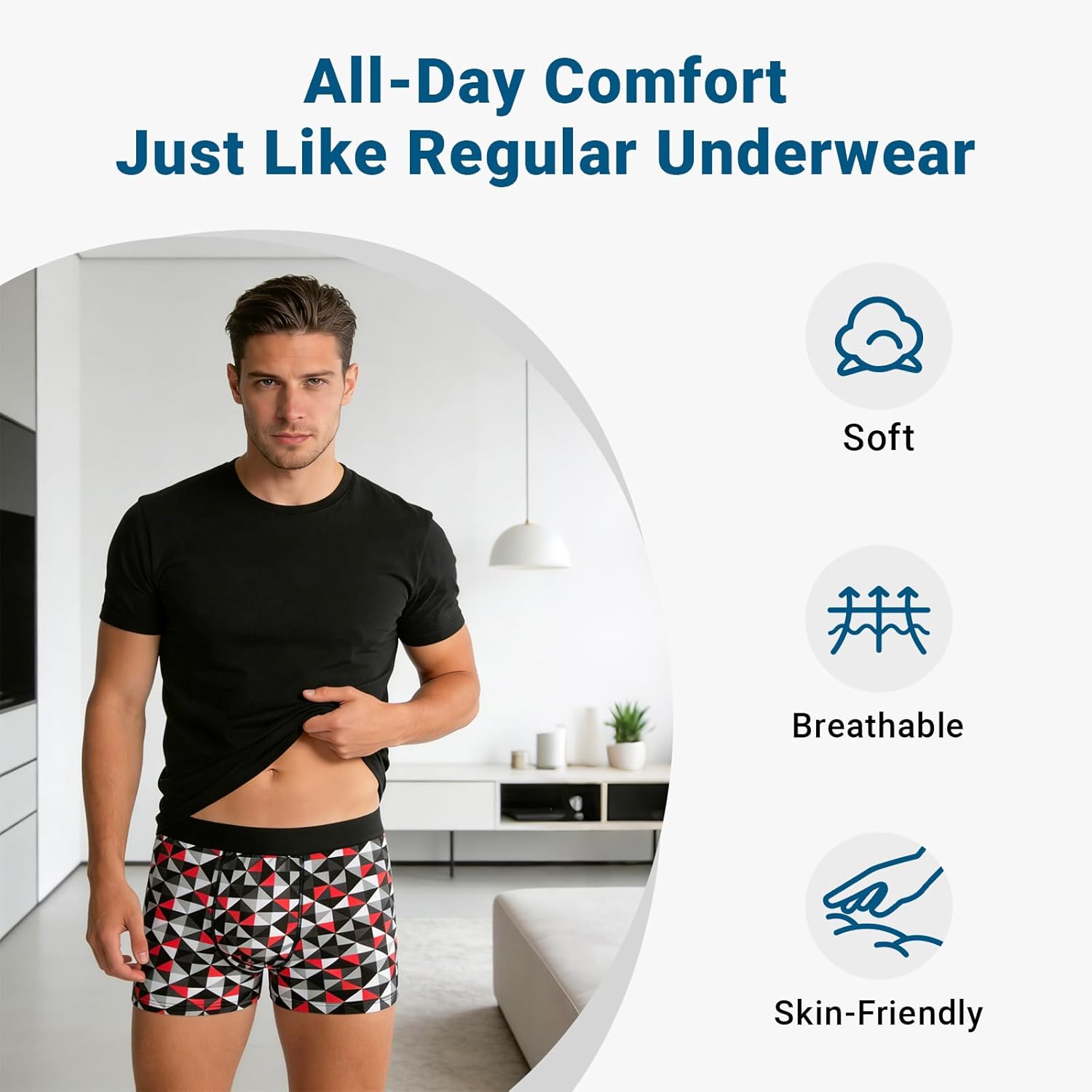Carer Mens Incontinence Underwear – Upgrade Leakproof Boxer Briefs, Washable & Reusable, Slim & Comfortable, Day & Night Protection, Moderate to Heavy Absorbency (2-Pack, Large)