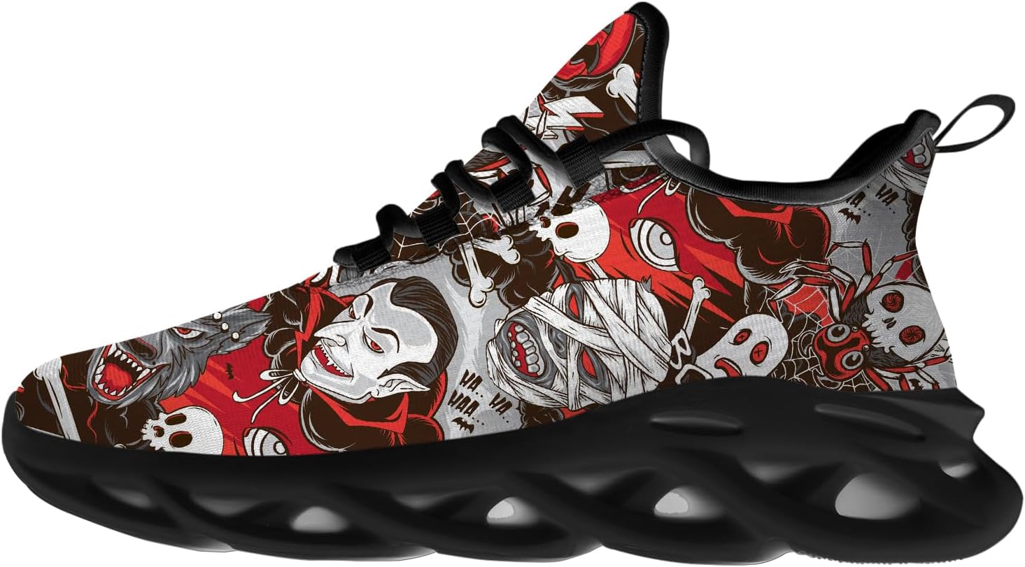Ciadoon Halloween Shoes for Women Men Road Running Walking Tennis Breathable Lightweight Sneakers Gifts for Men Women