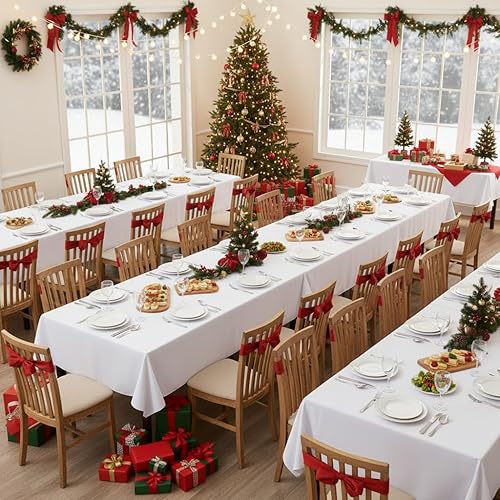 Miniatura 2 de sancua - Mantel rectangular de tela de poliéster lavable de 54 x 108 pulgadas para mesas de 6 pies - Ideal para bodas, cumpleaños, banquetes,