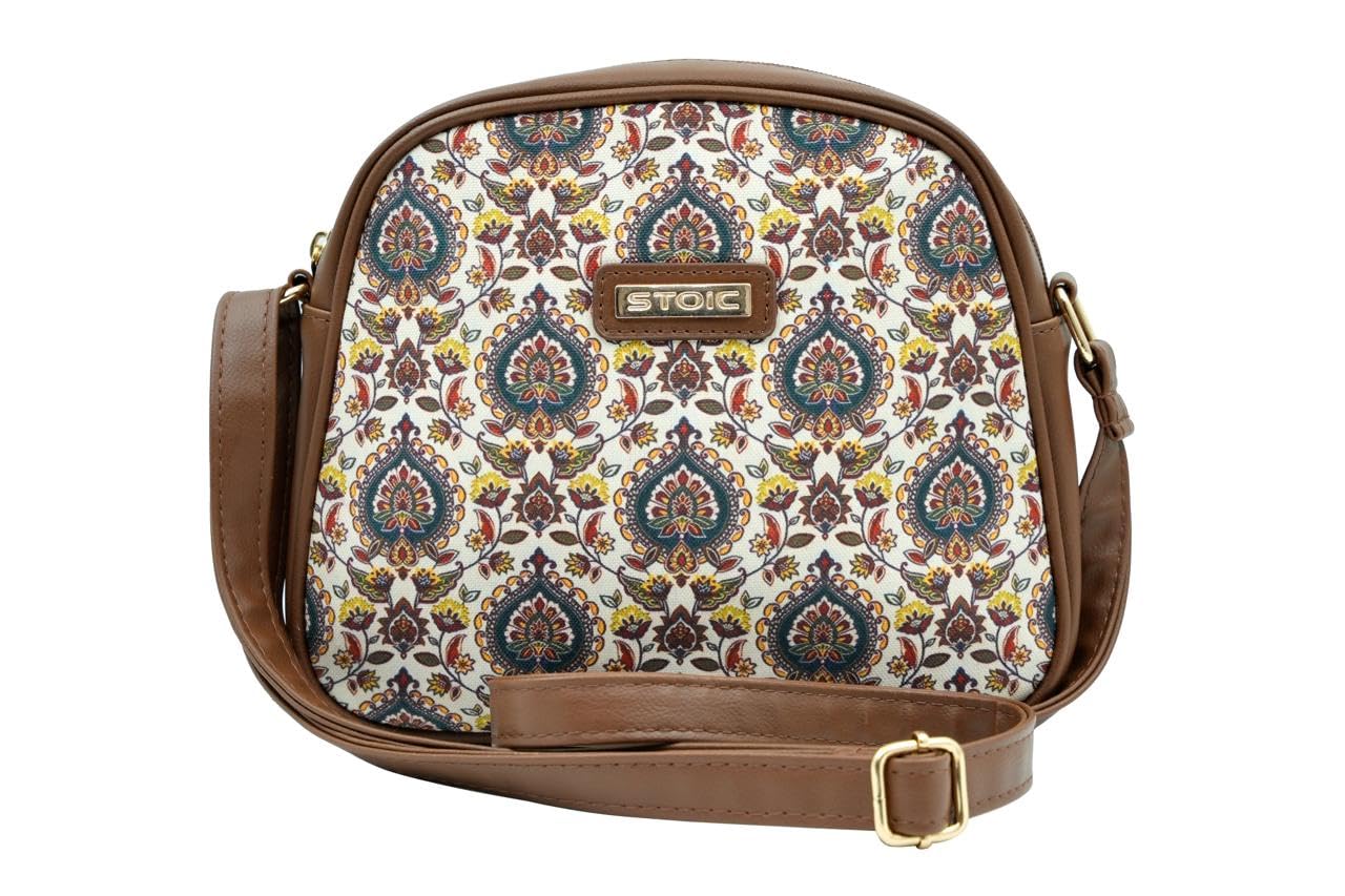 STOIC Blue, Tan Sling Bag Women Single Compartment sling bag (White) (B0D316JRBR) Amazon Price History, Amazon Price Tracker