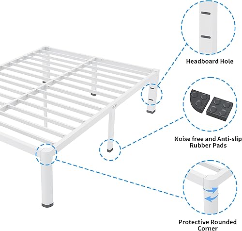Miniatura 21 de ROIL Base de cama individual XL de 18 pulgadas con esquinas redondeadas y agujero para cabecero, retenedores de colchón de metal de 3500 libras,