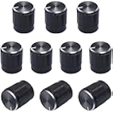 Taiss 2pcs 6 mm Aluminum Rotary Electronic Control Potentiometer Knob, Volume Control Knob,20mm Dia. x 17mm Height +10pcs Black Metal 6 mm Knurled Shaft Insert Dia.Potentiometer Rotary Encoder knob