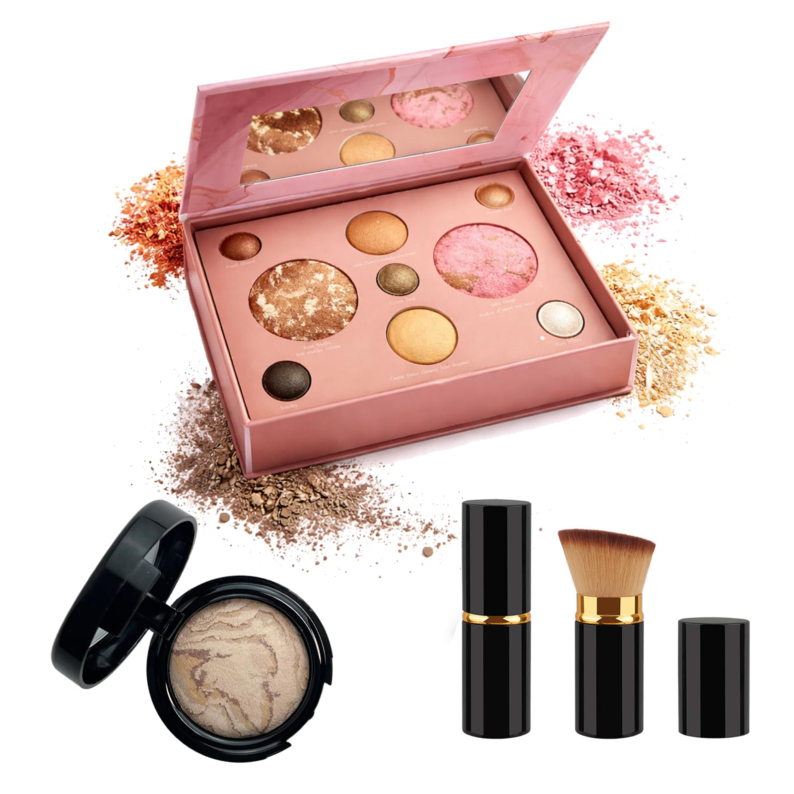 K'APEINE Baked Makeup Kit- 9Colors Brown Makeup Palette, Baked Powder Foundation & Makeup Brush, Portable Makeup Kit Long Lasting,High Pigment, Waterproof For Women Beginners-03 #03 Autumn Merlot