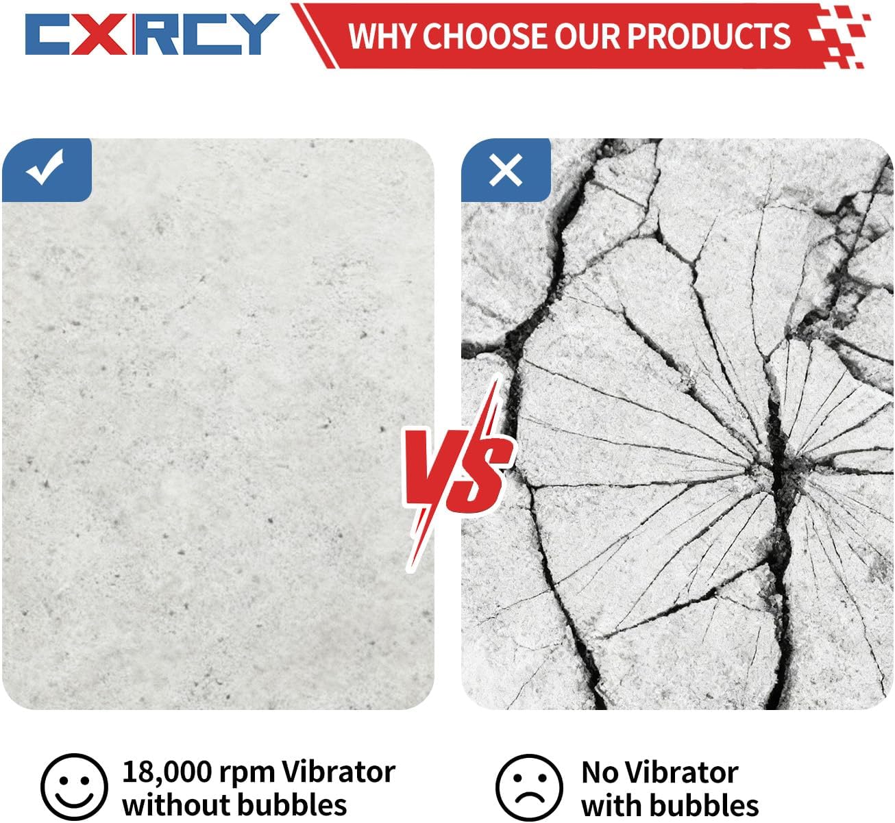 CXRCY Concrete Vibrator 1500W 2HP 18000RPM Powerful Copper Motor, 4.5M (14-3/4ft) Long Flexible Shaft, Electric Concrete Vibrator Handheld for Removing Air Bubbles & Smoothing