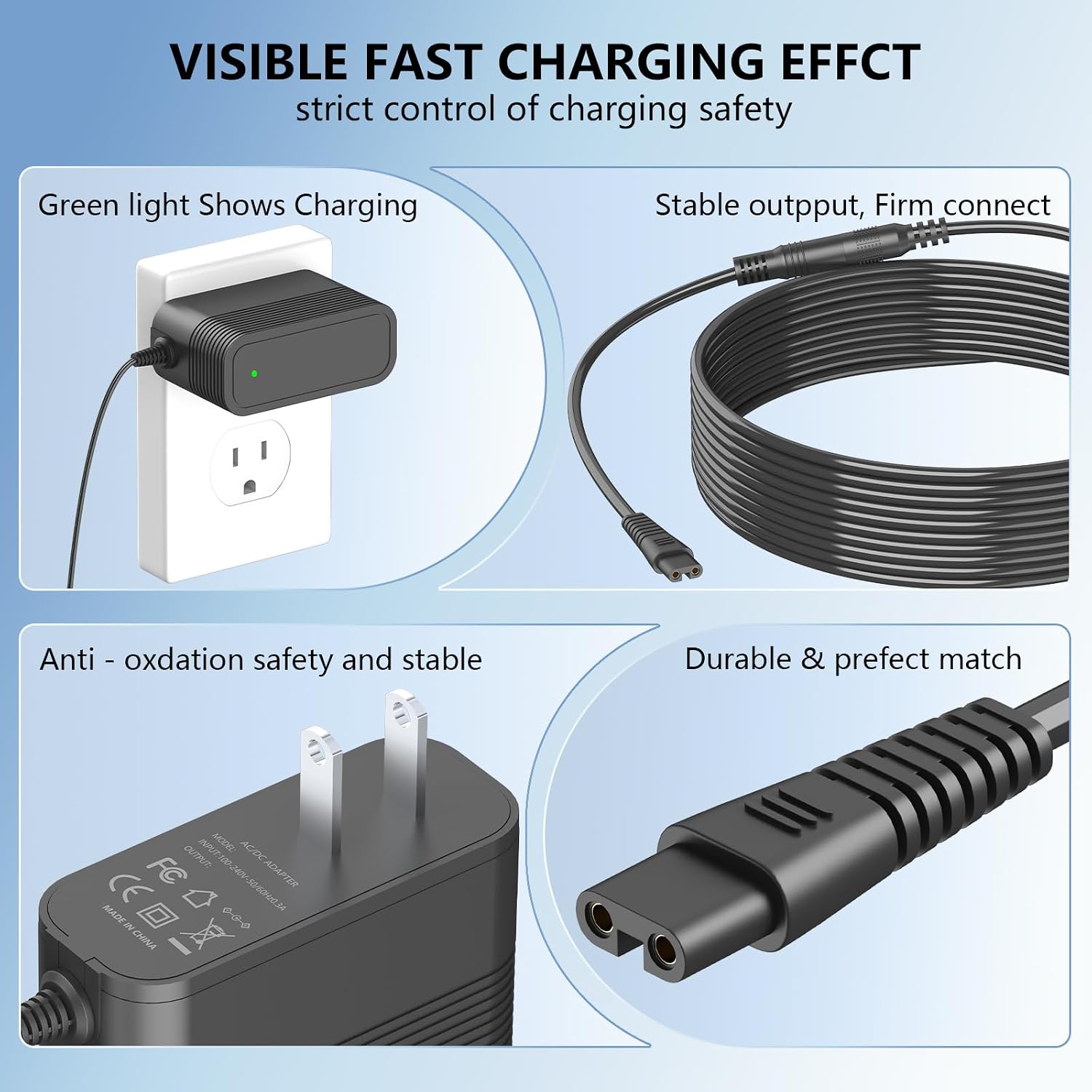 5V Charger for Skull Shaver Replacement for Skull Pitbull Gold Pro/Silver Pro/Platinum Pro and Butterfly Kiss Pro Shaver DC Power Cord Charger
