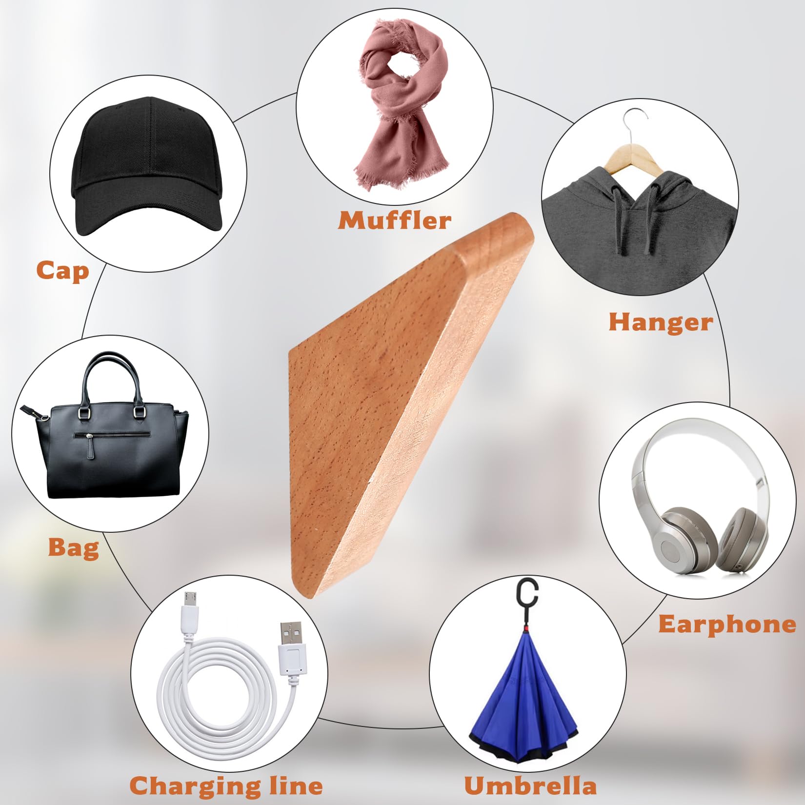 Ganci Appendiabiti In Legno - Set Di 4, Doppio Gancio, Per Parete, Capacità 8kg - Foto 4