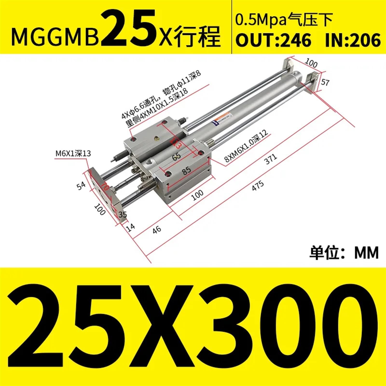 Amazon.co.jp: SMCタイプガイドシリンダー MGGLB25-75 MGGLB25-100