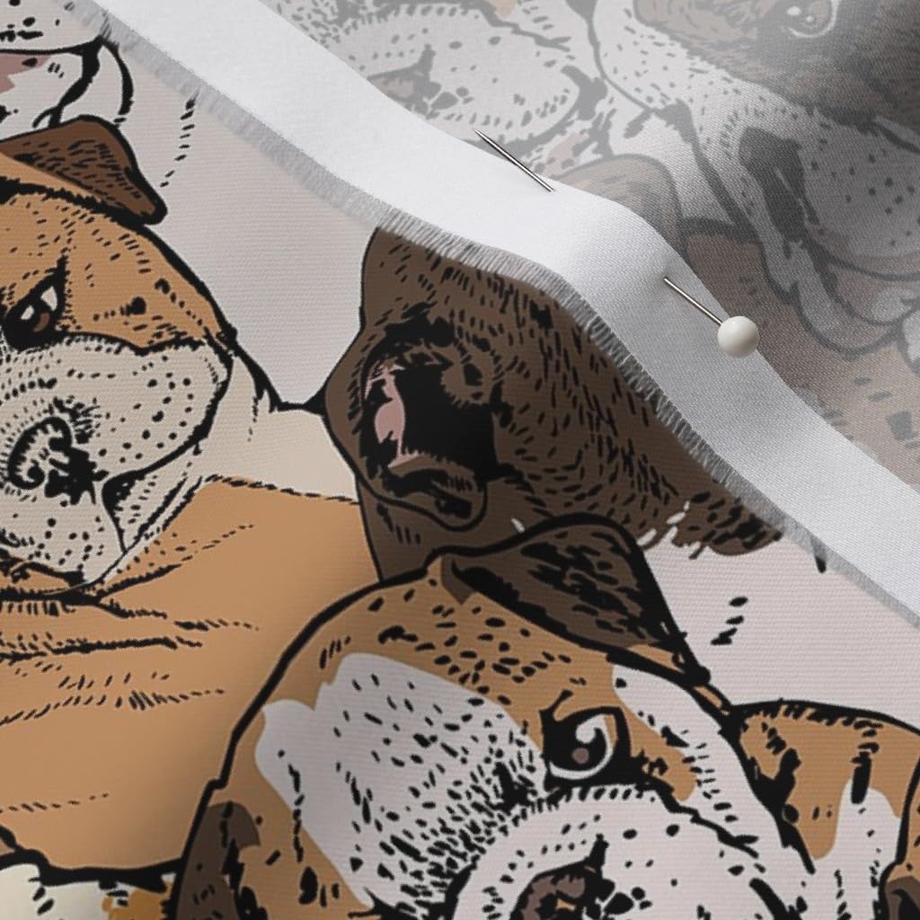 Spoonflower Fabric - English Bulldog Bulldogs Pattern Puppy Animal Printed on Organic Cotton Sateen Fabric by The Yard - Sewing Quilting Apparel Home Decor