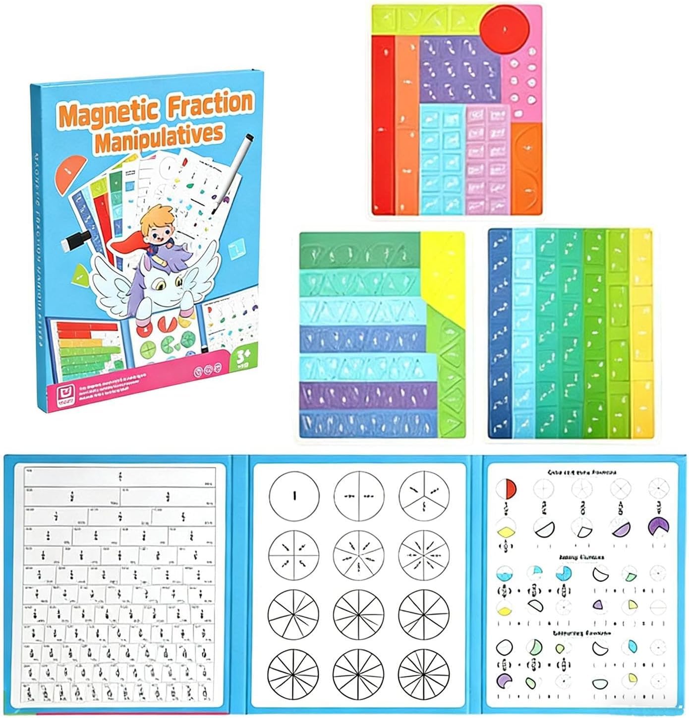 Voroly Fraction Learning Book Puzzles for Kids Exercises for Counting Tools for Developing Mathematical Thinking Ideal for Educational Interest in Math Birthday Gifts for Learning (Magnetic Fraction)-image-21