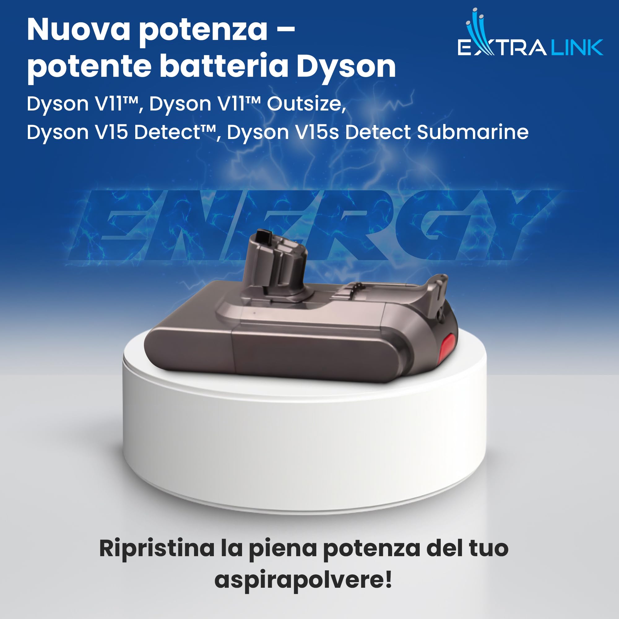 EXTRALINK Batteria per Dyson V12 Detect Slim Absolute – Batteria di Ricambio per Aspirapolvere 25,2V 2500mAh - Li-ion, Lunga Durata - Compatibile con Dyson Ricambi e Accessori - Facile da Installare