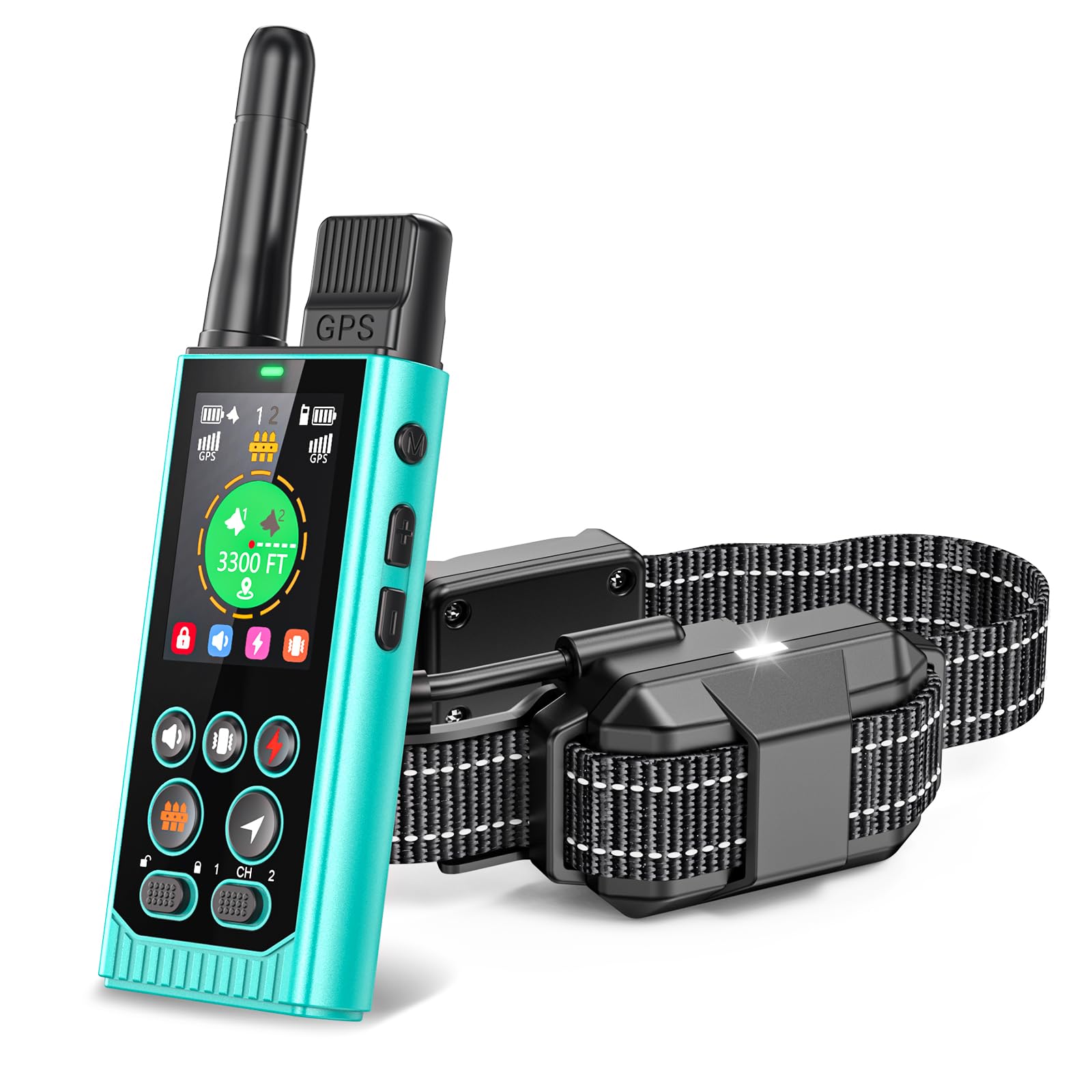 Completely Off-Grid 3-in-1 GPS Dog Fence with Real-Time Tracking: No Subscription, App-Free, Self-contained, Dual-GPS, Training Collar, Customizable Boundary with Four Progressive Alerts, Blue