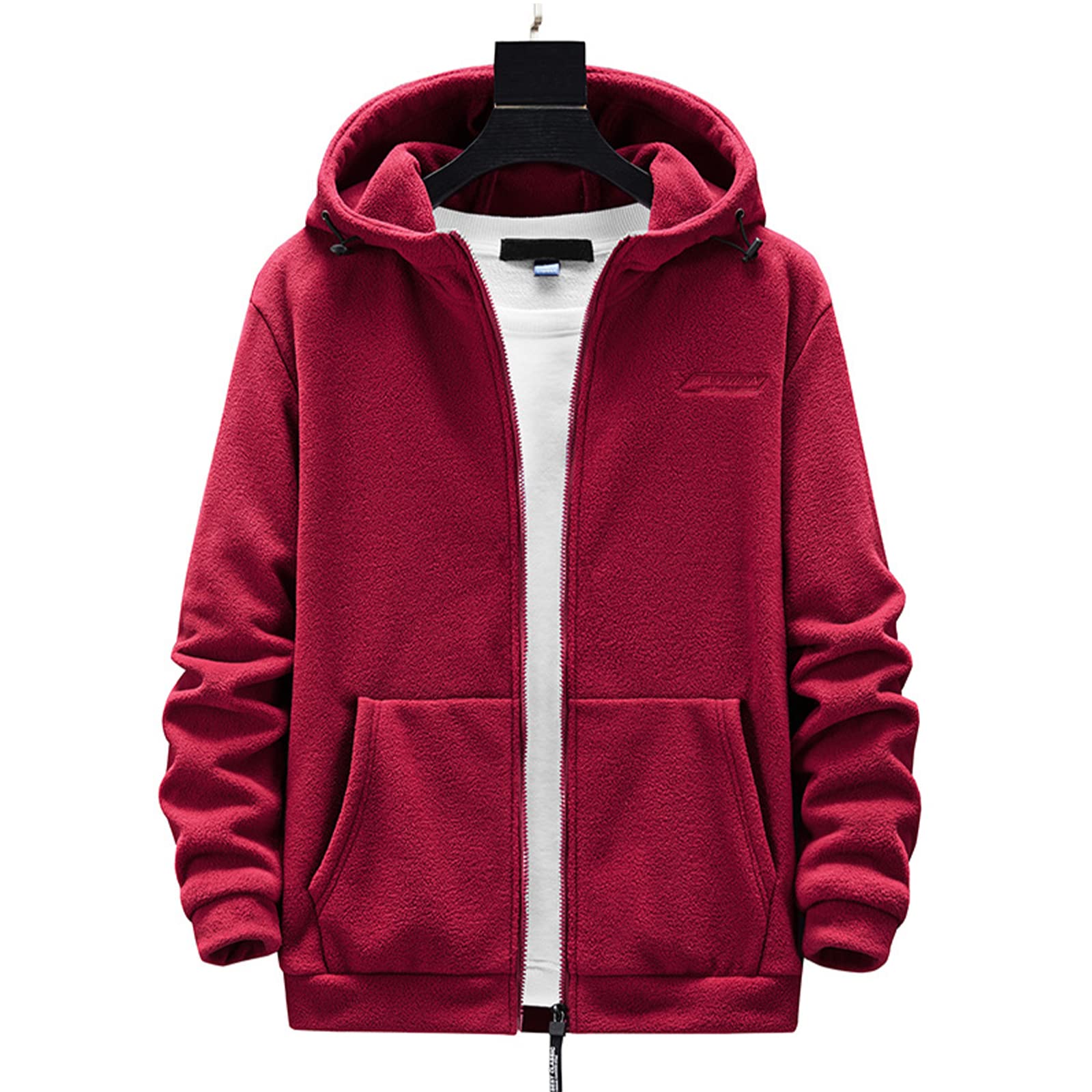 HB1 Chaqueta de Lana Polar de Invierno Ropa Deportiva con Capucha Abrigo Suave a Prueba de Viento Cálido Cremallera Abrigo de Color Sólido