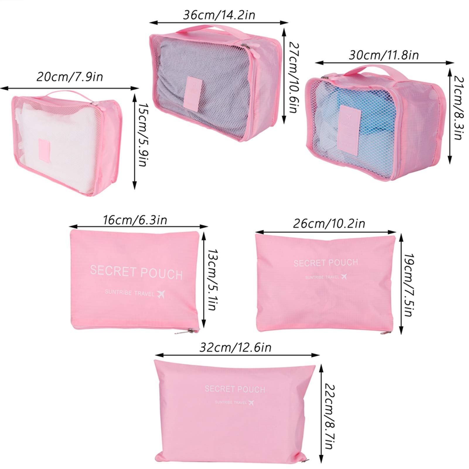 Cocoarm Set di Borse da Viaggio Organizer per Bagagli in Nylon Borsa da Imballaggio da 6 Pezzi con Pannelli in Rete Cerniere Bidirezionali per Valigia Abbigliamento Smistamento Viaggi e Viaggi di
