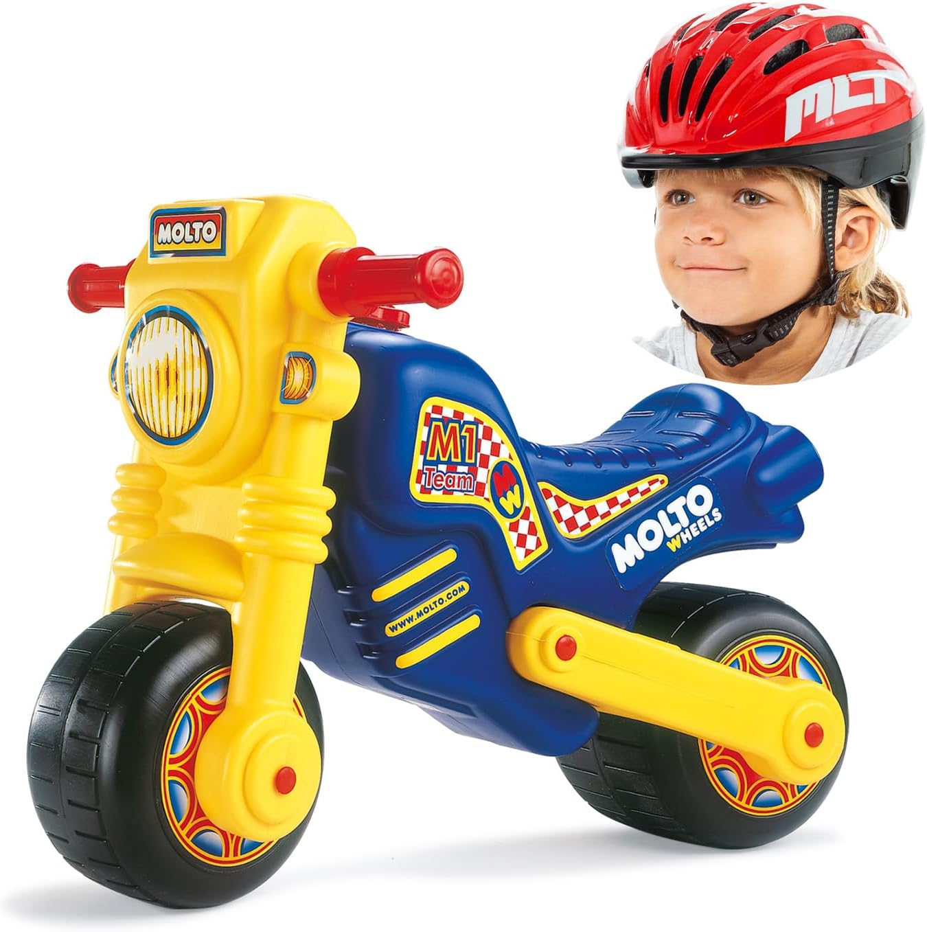 MOLTO | Cross-Trail Scooter + Red Helmet | Off-Road Scooter | Safe and Durable Children's Toys | Promotes the Healthy Development of Boys and Girls | From 18 to 36 Months
