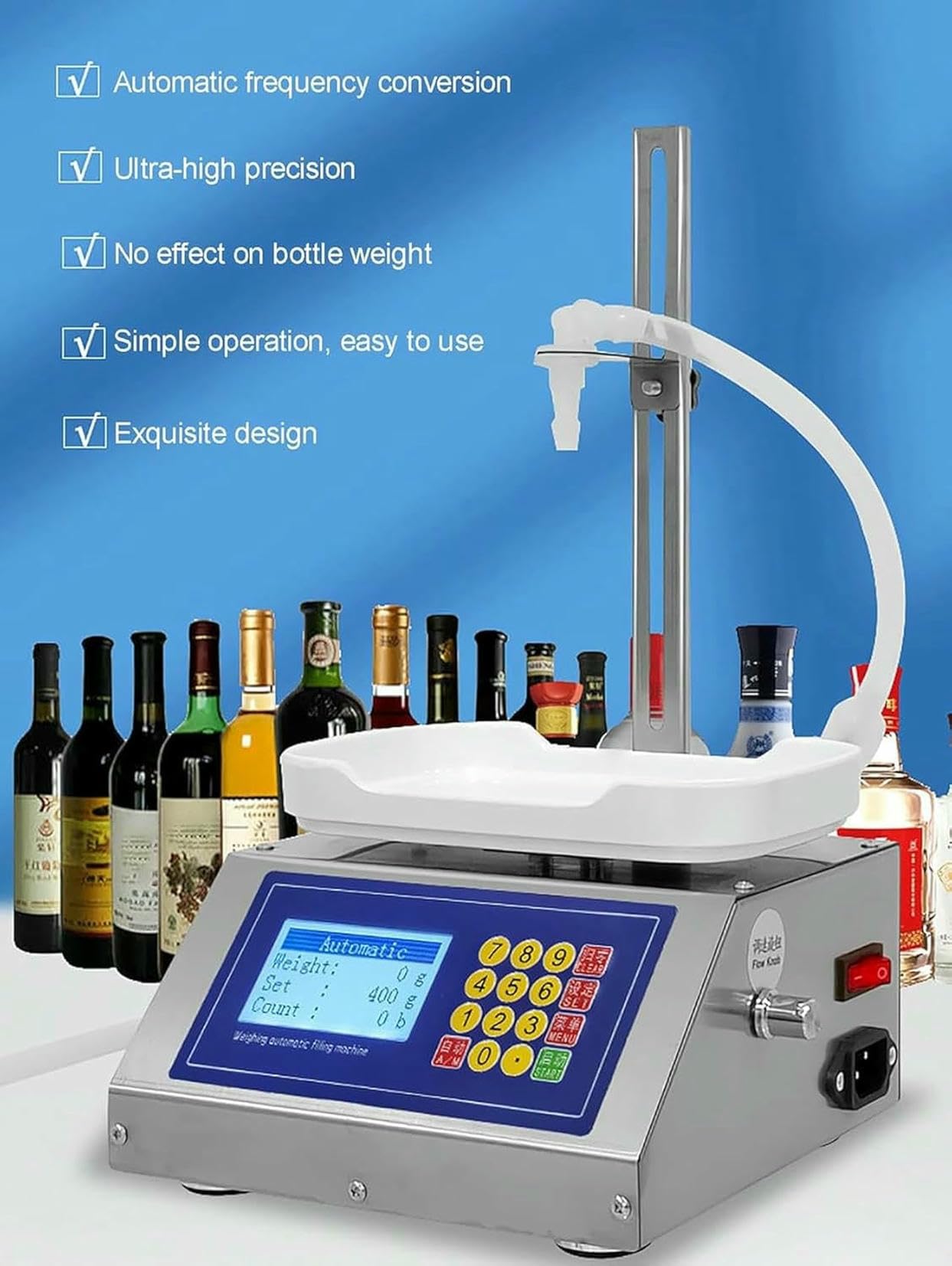 Machine De Remplissage Liquide 8g-3 Kg 3,2 L/Min, Pompe À Diaphragme Pesant La Machine À Remplir, pour l'huile Essentielle, Le Lait, l'eau, Le Vin, Les Boissons ~ /