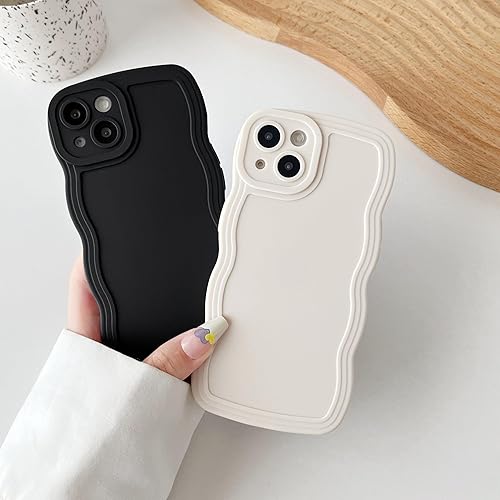 Miniatura 3 de Caseative Funda para iPhone 13, marco ondulado rizado de color sólido, suave, compatible con iPhone (gris, iPhone 13)