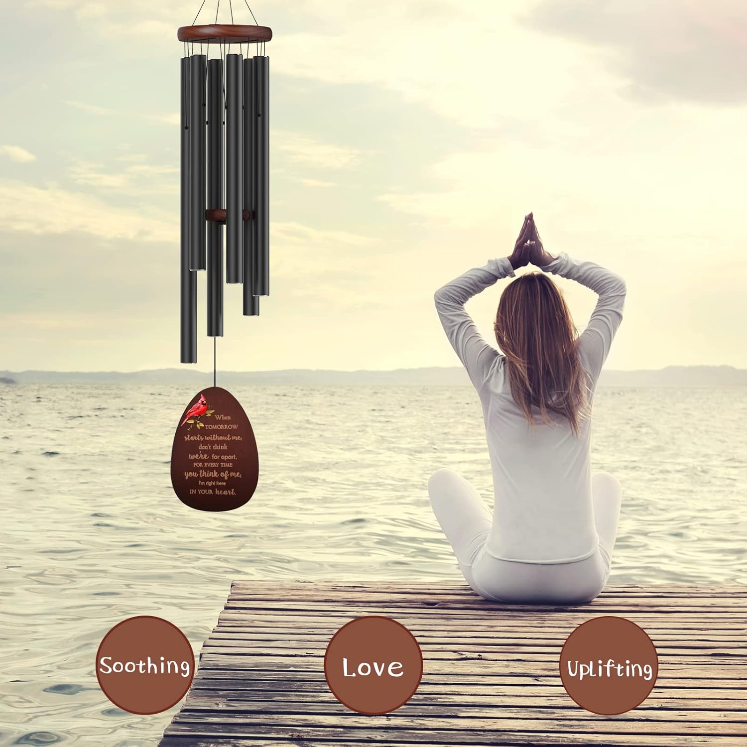 Memorial Wind Chimes for Outside, Sympathy Cardinal Wind Chimes for Loss of Loved One,in Memory of a Loved One Like Mother & Father,Cardinal & Sympathy Gifts Basket for Bereavement,Condolence,Funeral