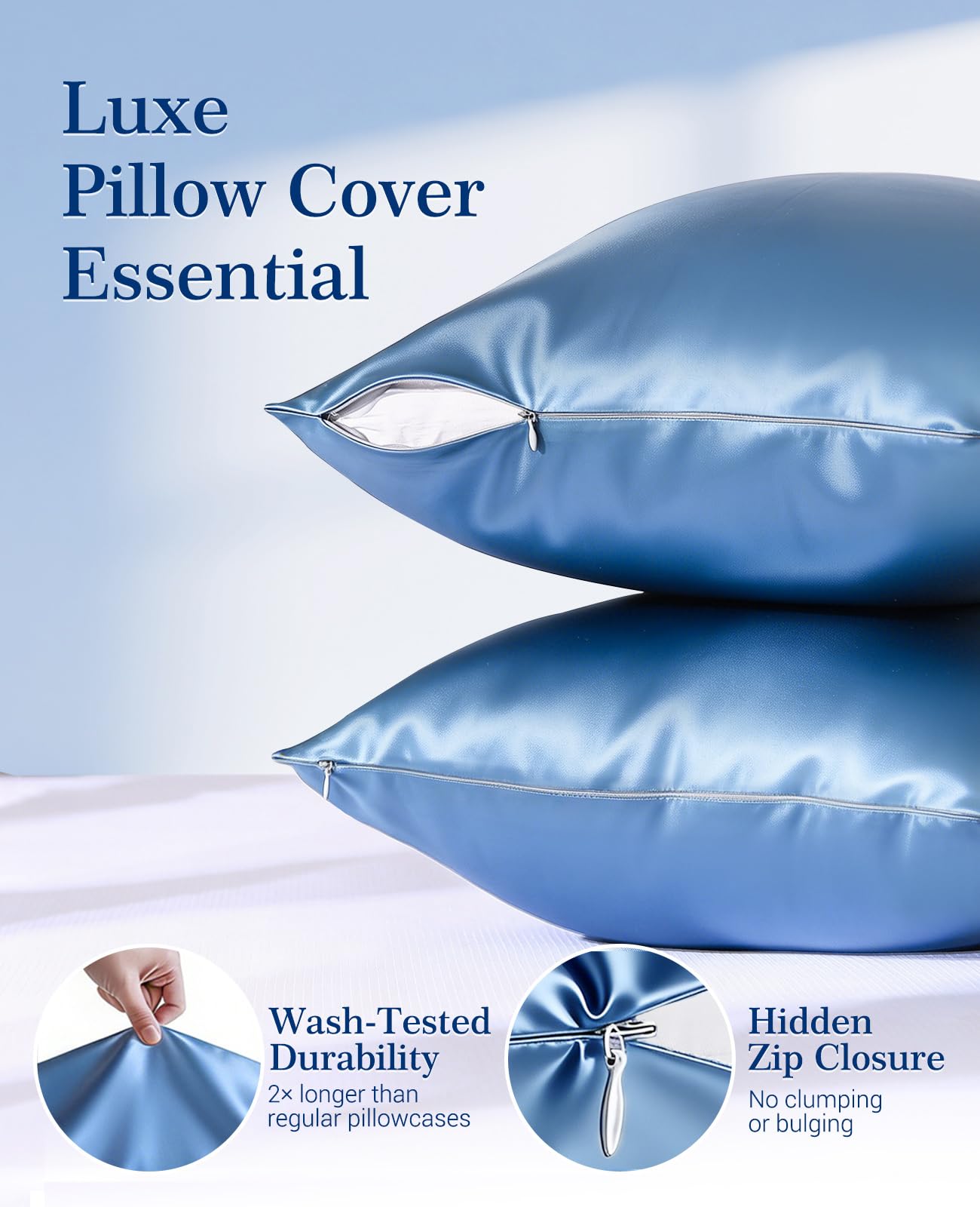 Elegear Cooling Pillow Cases for Hot Sleeper, Satin Pillowcases,2pack,Queen