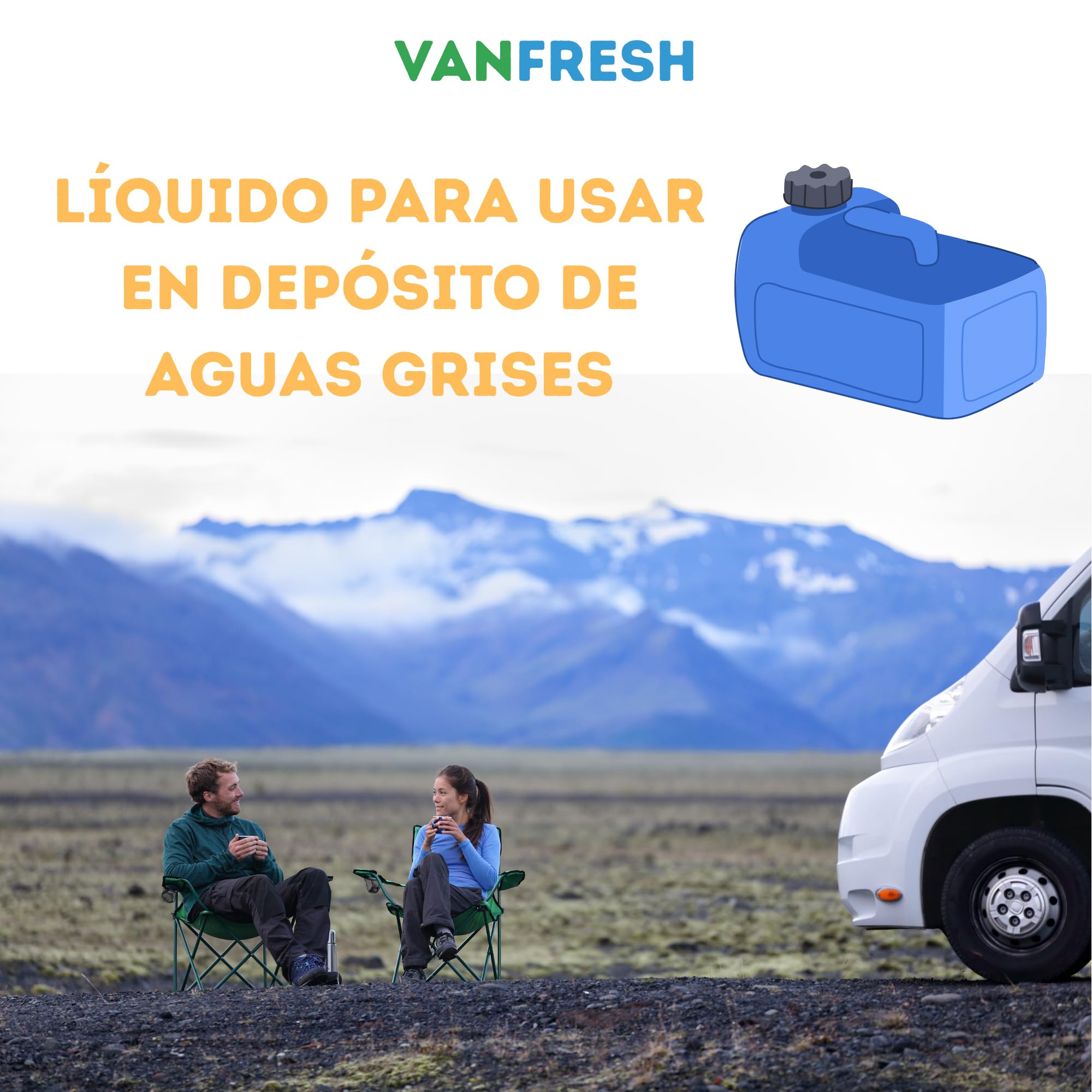 VanFresh Tank Fresh – Líquido para Depósito de Aguas Grises 5L | Elimina Malos Olores, Limpieza y Mantenimiento de Tanques de Autocaravanas, Caravanas y Barcos | Alta Eficacia y Acción Prolongada