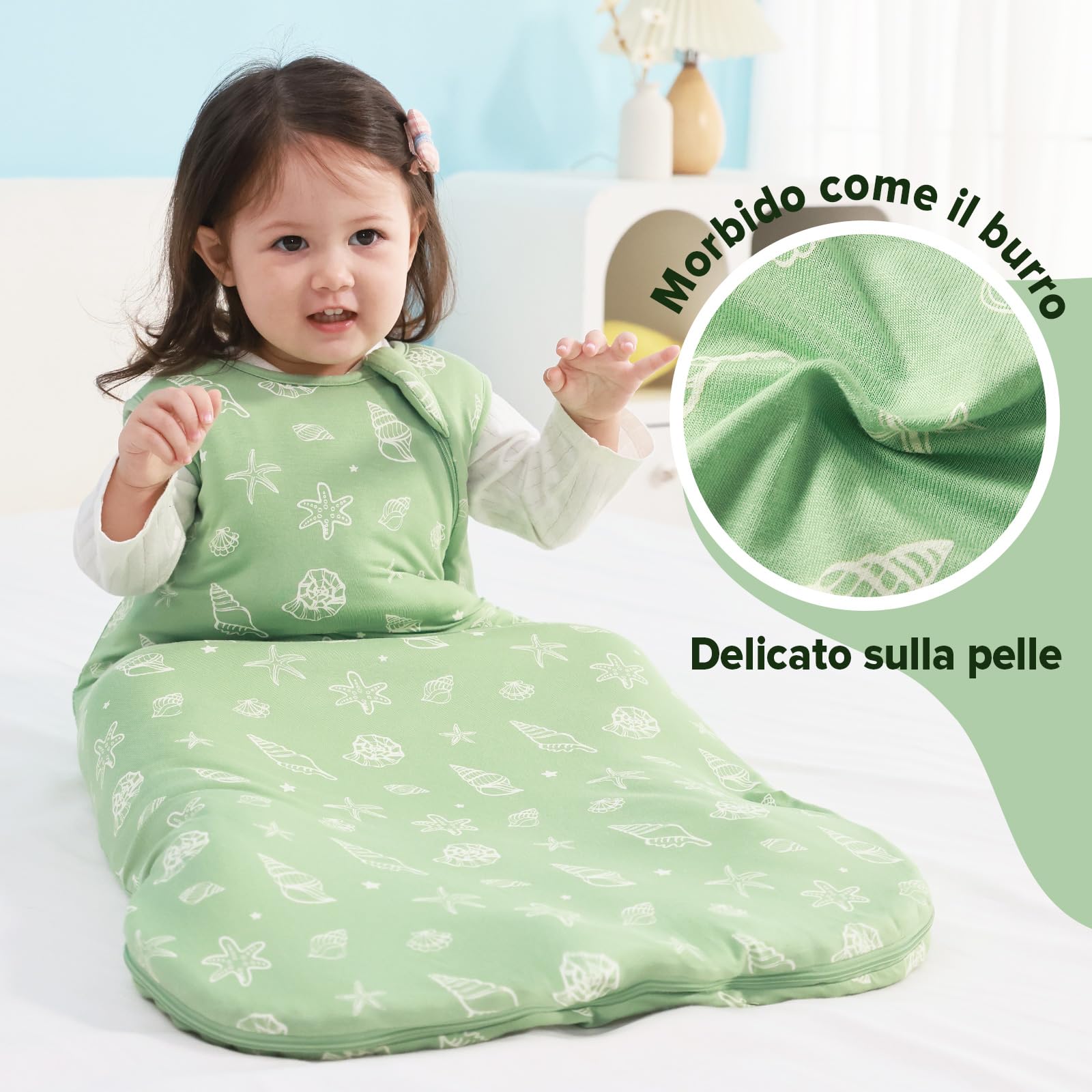 ToyaTec Sacco Nanna Bebé 2.5 Tog Super Morbido in Viscosa di Bambù, Sacco Nanna in Fibra di Bambù per Neonati, Coperta da Letto Autunno-Inverno