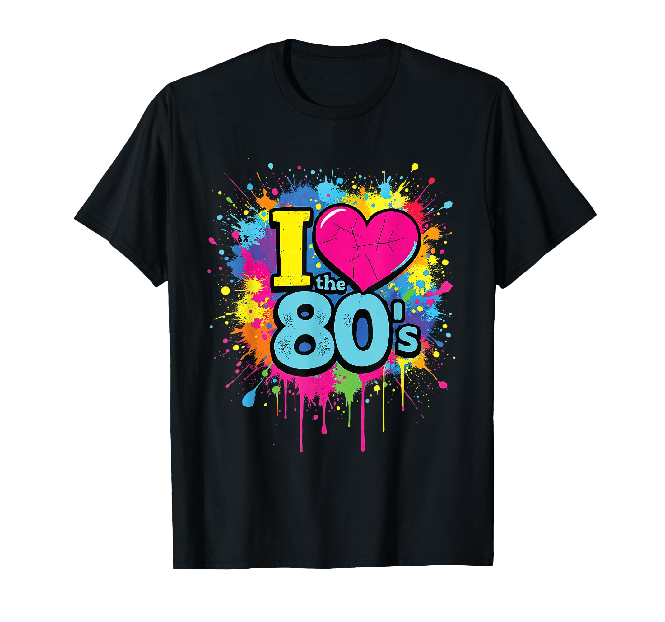 I Love The 80's Retro Colorful Splash Design Old School Fun T-Shirt