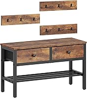 Yatiney Hall Tree with Bench Shoe Storage Coat Rack - 4-in-1 Entryway Organizer MT05BR Rustic Brown Black