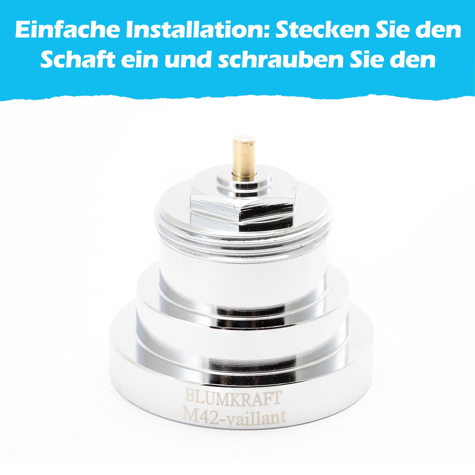 Adapter aus Metall, Heizkörper, M42 x1,5 Vaillant (Prototyp) -> M30 x1,5 für Thermostat/Thermostatkopf, männlich: