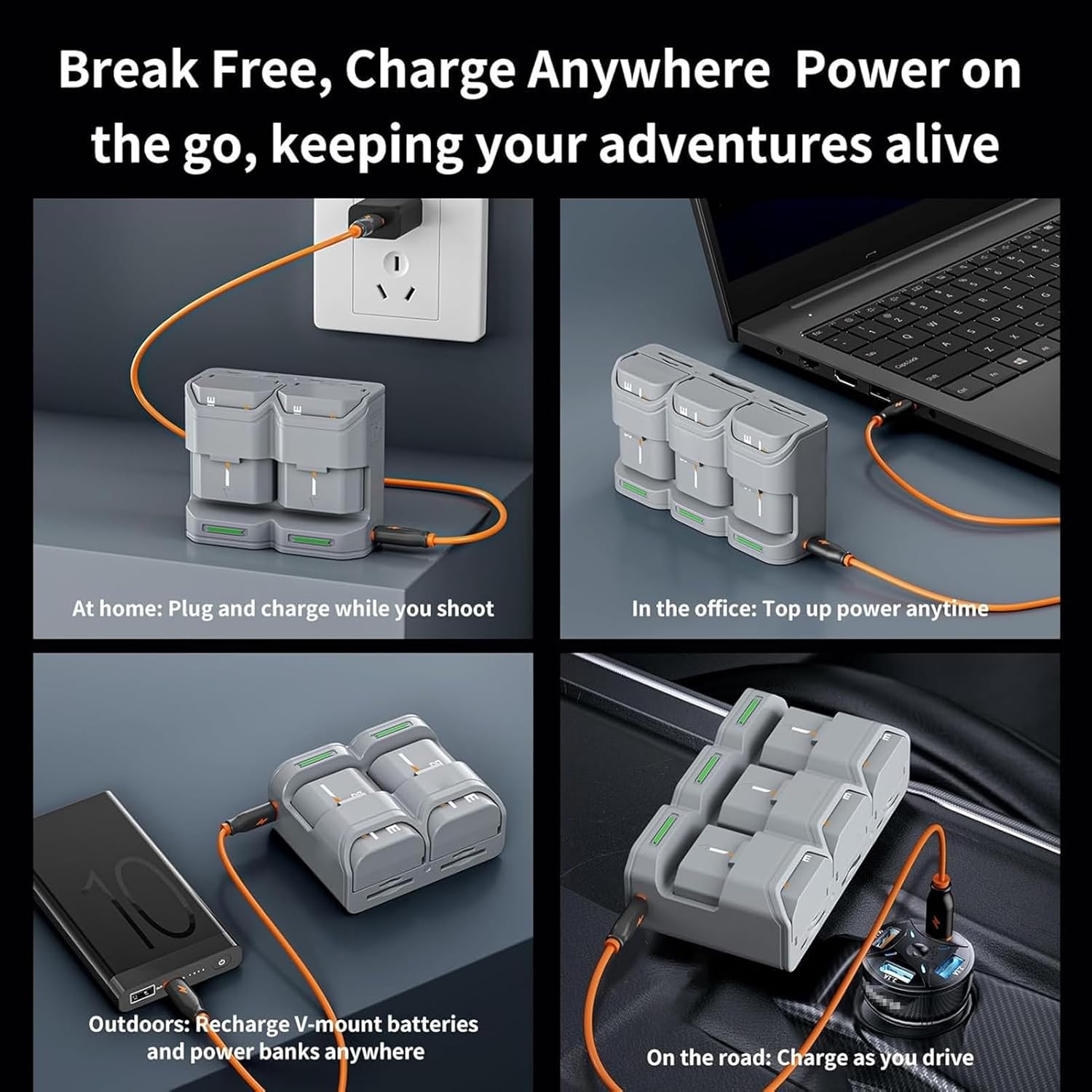 ciciglow Battery Charger Case for Batteries, Dual Battery Charger with 2 SD 2 TF Slots, 27W USB C PD Fast Charging Case with LED Display for Travel