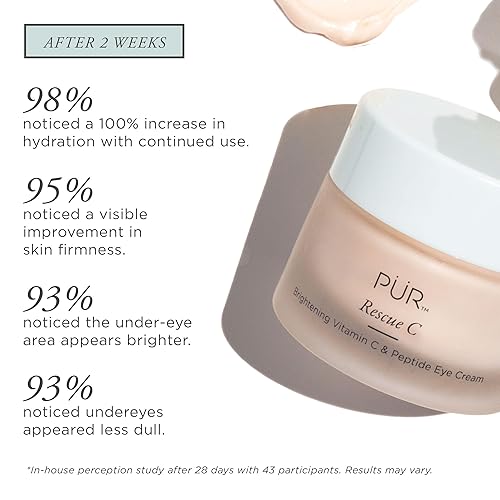 Miniatura 7 de PÜR Beauty Rescue C Brightening Vitamina C & Peptide Crema para Ojos, Vitamina C, Cafeína, Péptido, 0.5 oz
