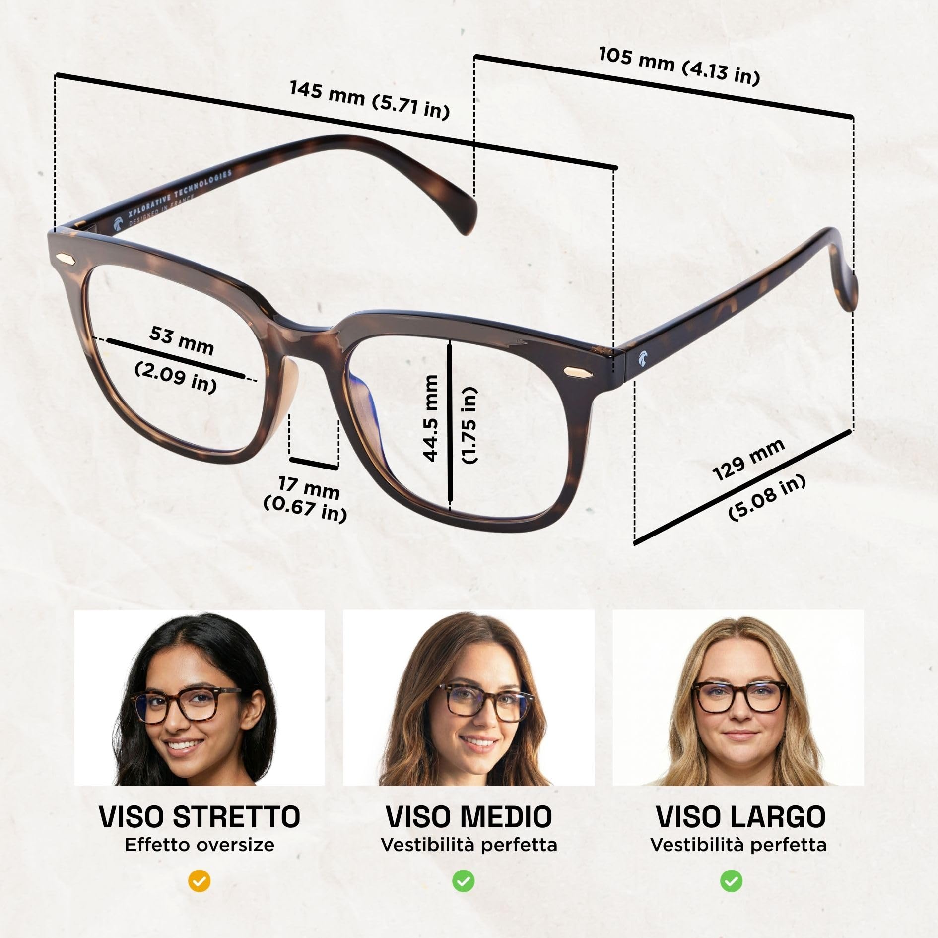 Horus X • Occhiali Luce Blu Donna | Eleganti Occhiali Anti Luce Blu 100% Filtranti | Occhiali per Computer Anti-Affaticamento & Anti-Stress Visivo da Schermo