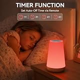 Auxmir Night Light, LED Touch Bedside Table Lamp, Remote Control Dimmable Light with RGB Color Changing, USB Rechargeable, Portable Lamp for Children, Kids, Bedroom, Living Room, Camping - 7
