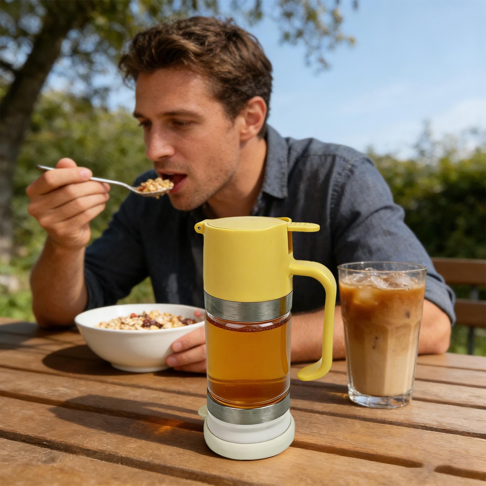 Verseur À Miel Anti-Gouttes Verseur En Verre Transparent