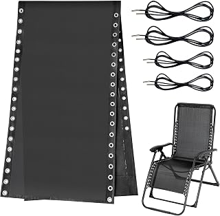 Zero Gravity Chair Replacement Fabric with Bungee Cord Kit, 17 Inch Wide Repair Cloth with Replacement Cord for Anti Gravity Chairs Outdoor Recliner Patio Lounge Chair Lawn Beach Sling Chair, Black