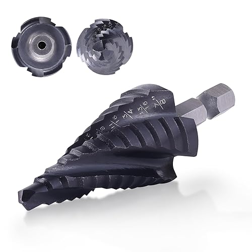 Broca escalonada de cobalto con cuatro espirales de flauta, 316"-78" M35, resistente al desgaste, revestimiento AlTiN, vástago hexagonal de 14