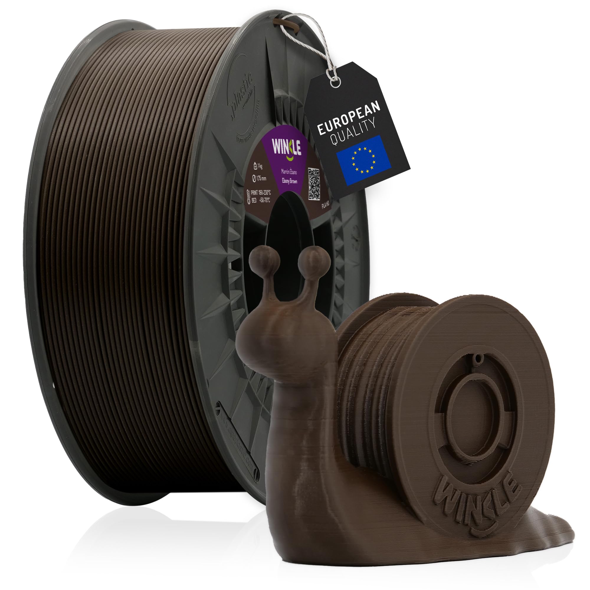 WINKLE PLA HD Filament 1.75 mm Ebony Brown, 300 g Spool, 3D Printer Filament Compatible with FDM Printers, 3D Printing Materials, Dimensional Accuracy +/- 0.05 mm, Biodegradable, Easy to Print-image-2